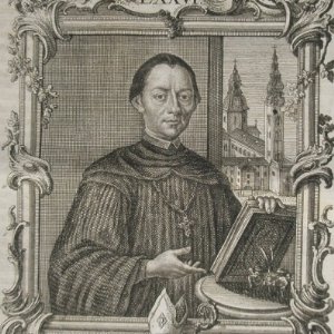 Porträt des Abts Beda Seeauer, die Stiftschronik „Novissimum chronicon“ in Händen haltend, 1772 © Archiv der Erzabtei St. Peter