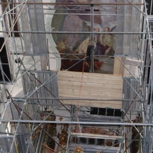 06.10.2018 Gerüst im hinteren Bereich der Stiftskirche © Erzabtei