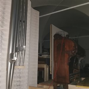 04.08.2019 - Ein großer Teil der Orgel ist vorne rechts im Vitalischor bereits eingebaut © Erzabtei