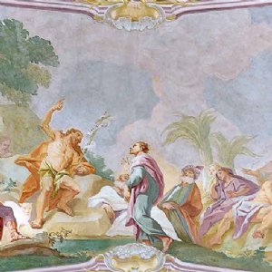 Predigt des hl. Johannes des Täufers, Deckenfresko über der Orgelempore