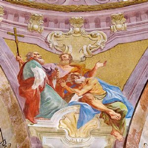 Apostelgruppe, Fresko neben dem Kuppelfresko