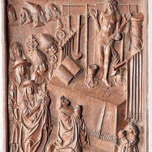 Pfarrkirche Köstendorf: Gregoriusmesse, spätgotisches Relief von 1510