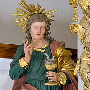 Filialkirche zum hl. Johannes dem Täufer: Hl. Johannes, Statue am Hochaltar