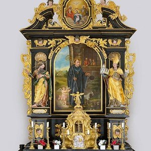 Filialkirche zum hl. Leonhard in Weng: Hochaltar mit Bild des hl. Leonhard