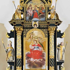 Filialkirche zur hl. Margaretha in Tödtleinsdorf: Hochaltar von 1657 mit Bild der hl. Margaretha