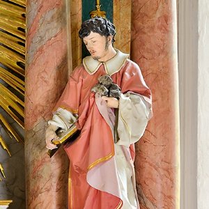 Pfarrkirche zum hl. Laurentius: Hochaltarfigur hl. Stephanus von Johann Ripper (1903)