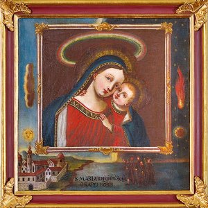 Wallfahrtskapelle Maria Elend: Bild in der Ursprungskapelle „Maria vom Guten Rat“