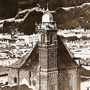 Turm mit welscher Haube von 1670, Ausschnitt aus einem Foto vor 1866