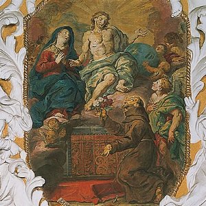 Kapelle des hl. Franz von Assisi, Wandbild Portiunkula-Ablass von J. M. Rottmayr, 1693
