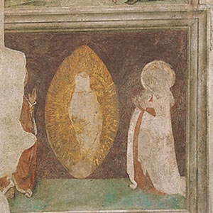 Fresko am Triumphbogen von K. Laib, Sakramentsnische mit Schmerzensmann (1446)
