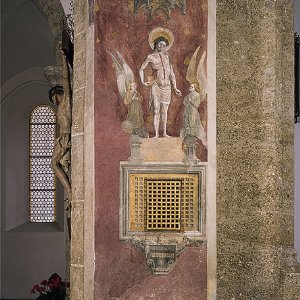 Fresko am Triumphbogen von K. Laib, Oelberg und Maria in der Mandorla (1447)