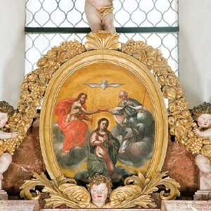 Dreifaltigkeitsdarstellung im Auszugsbild des Coelestinaltars
