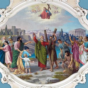 Deckengemälde im Langhaus, Kreuzigung des hl. Andreas