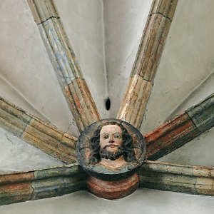 Haupt Christi, Schlussstein in der Kreuzkapelle, um 1350/55