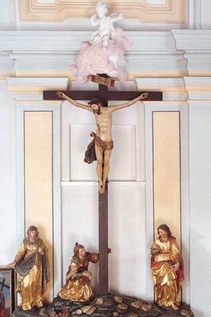 Kreuzgruppe, Maria, Maria Magdalena, Jesus am Kreuz und Johannes