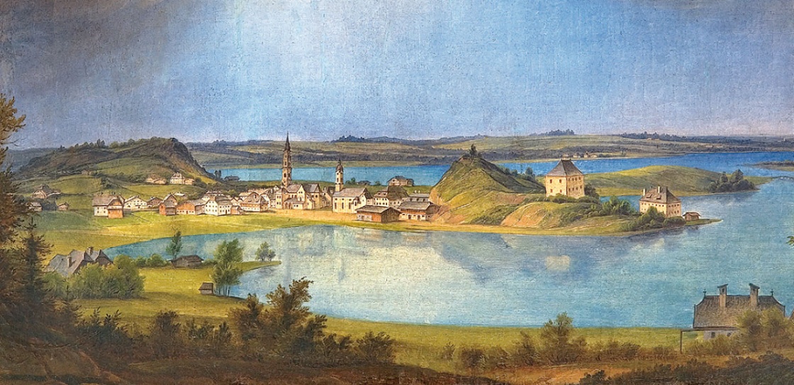 Historische Ansicht von Mattsee, Bild aus dem 19. Jahrhundert