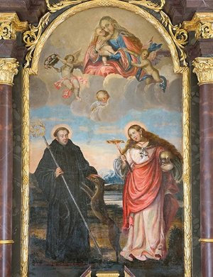Bild des Hochaltars mit den Kirchenpatronen hl. Ägidius und hl. Maria Magdalena