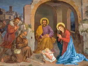 Wandbild: Geburt und Anbetung Christi