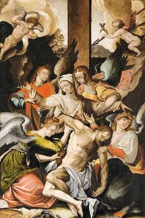 Bild der Kreuzabnahme und Beweinung Christi (1621), linke Chorwand