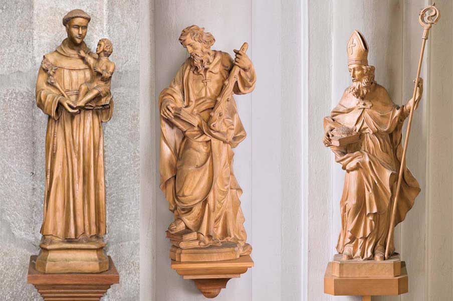 Figuren des hl. Antonius von Padua, hl. Judas Thaddäus und hl. Ulrich