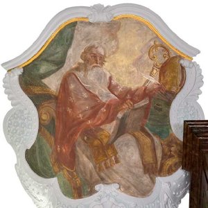 Deckenbilder: Kirchenvater hl. Ambrosius,  Deckenbild im Chor