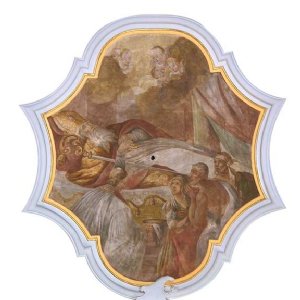 Deckenbilder: Der Tod des heiligen Nikolaus, Deckenbild im Chor