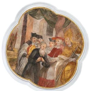 Deckenbilder: Die Berufung des heiligen Nikolaus, Deckenbild im Langhaus mit einer Szene aus der Legende des heiligen Nikolaus.