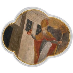 Deckenbilder: Die Bescherung der drei Jungfrauen durch den heiligen Nikolaus. Deckenbild im Langhaus mit einer Szene aus der Legende des heiligen Nikolaus.