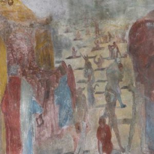 Wandmalerei Gräber, aus denen die Toten auferstehen