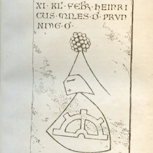 Abb. 1: Das Epitaph des Heinrich von Prunning, 1327, in der Zeichnung von Karl von Frey. © Archiv