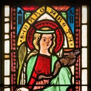 St. Ruprecht ob Murau, Pfarrkirche, Chorfenster hl. Margareta, Mitte 14. Jh.