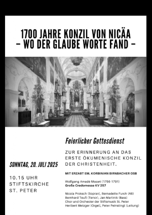 Einladung - Gottesdienst 20. Juli 2025 © Stiftsmusik