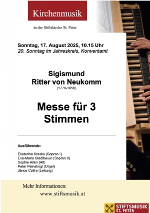 Musikprogramm - 17. August 2025 © Stiftsmusik