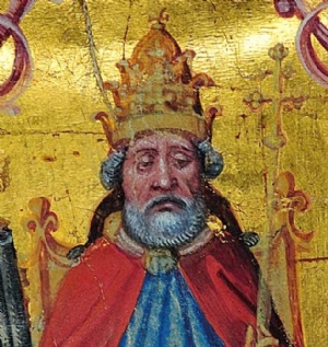 Kultur Archiv Darstellung des hl. Petrus mit Tiara, vor 1500, Detail  © Archiv der Erzabtei St. Peter