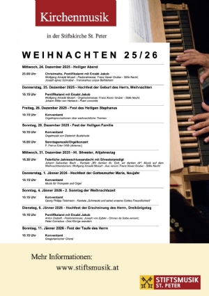 Musikprogramm - Weihnachten 2025 &copy; Stiftsmusik