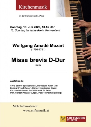 Musikprogramm - 19. Juli 2026 &copy; Stiftsmusik
