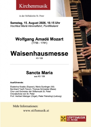 Musikprogramm - 15. August 2026 &copy; Stiftsmusik